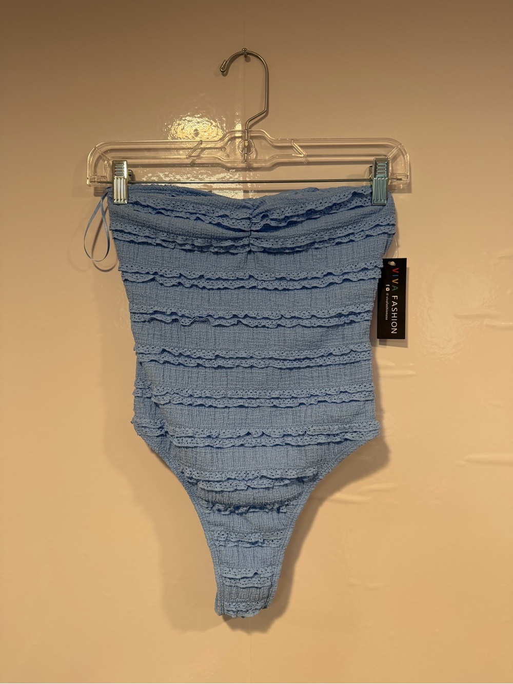 NWT Light Blue Smocked One-Piece Swimsuit